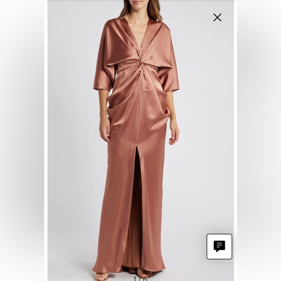 Amsale Designer Draped Satin Gown Rent the Runway Size 10 EUC